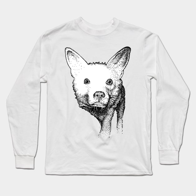 Fox Stipple Drawing Long Sleeve T-Shirt by adam-bullock